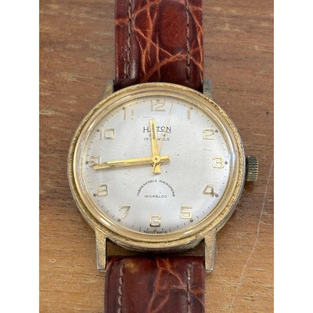 ⭐️Vintage Hilton 17 Jewels Watch Swiss Made⭐️Mechanical Incabloc Manual Wind⭐️